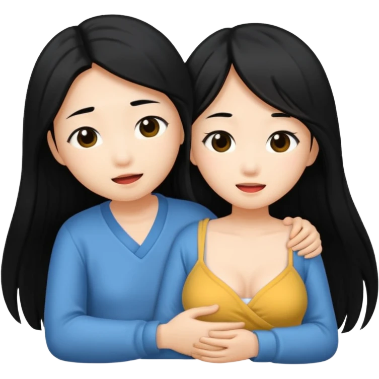 long black hair asian girl having intercourse emoji
