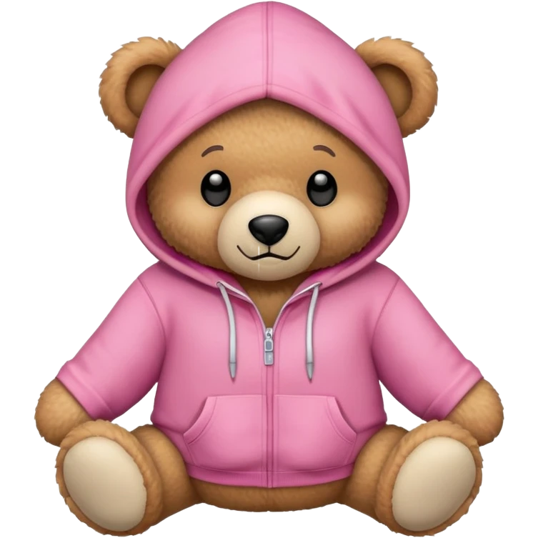 Teddy bear wearing a pink hoodie emoji