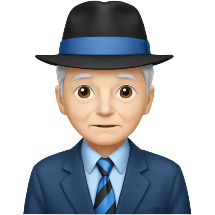 elderly wearing Blue Neckties and black Hats emoji