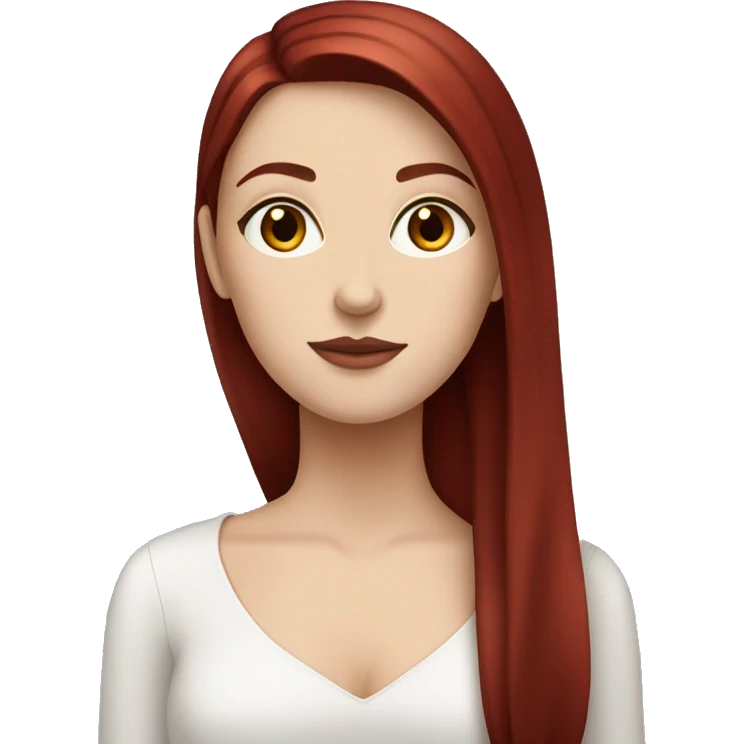 white girl, dark red hair straight, elegant emoji