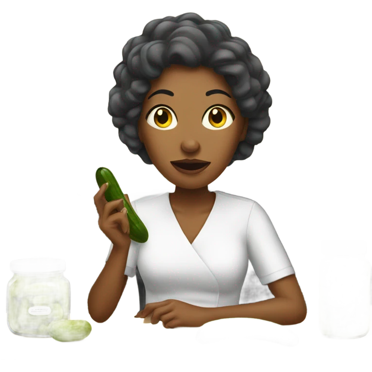 Woman at the salon eating a pickle  emoji