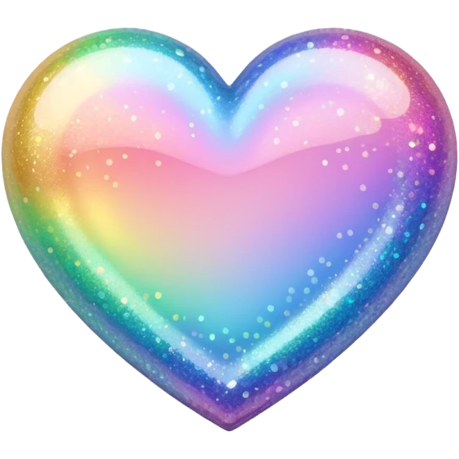 glitter heart with pastel rainbow colors emoji