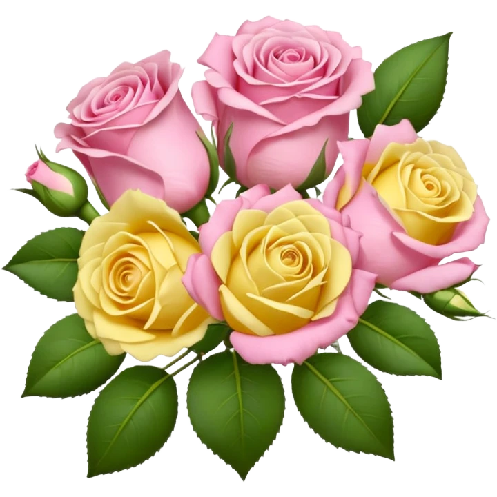 A mixed bouquet of pink roses and yellow lisianthus emoji