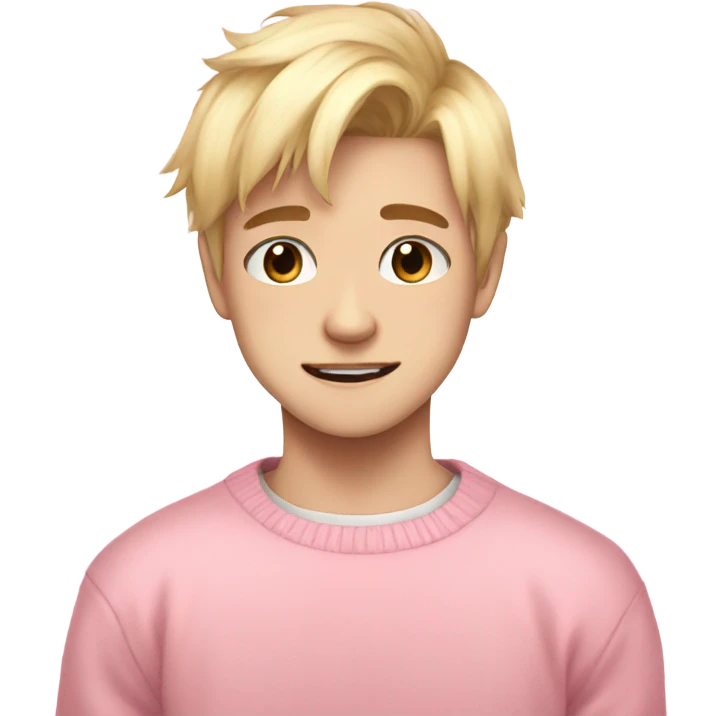 Cute Anime blonde hair Boy, pink pastel sweater  emoji