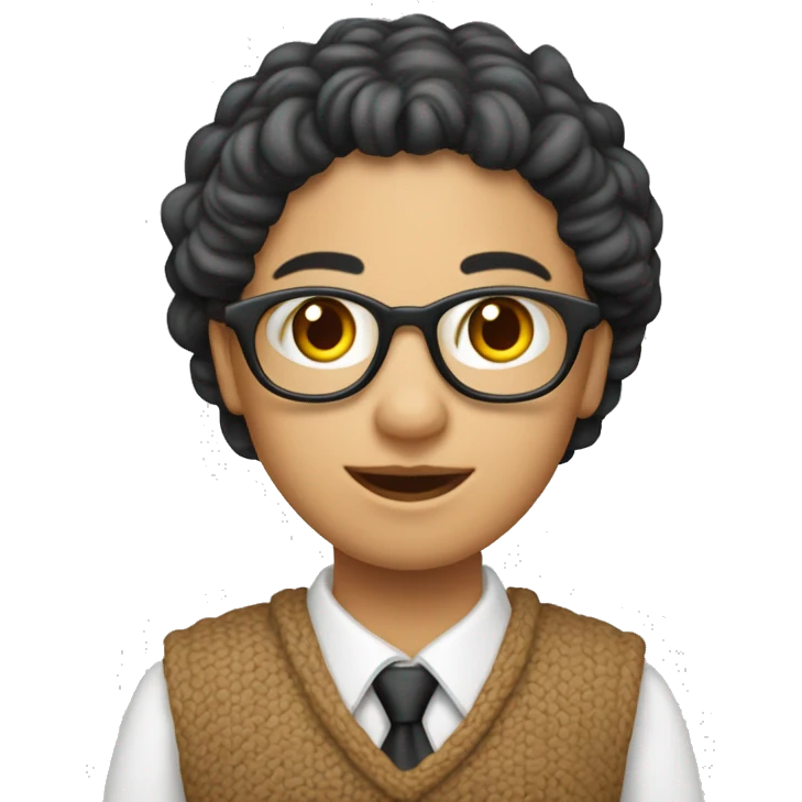 Profesora de infantil tejiendo con agujas de punto y lana emoji