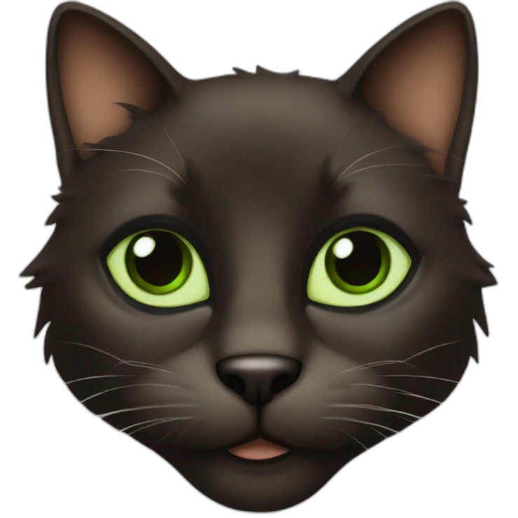 Dark brown, brown and black cat with green eyes emoji