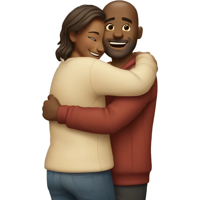 Couple hug with warm smile emoji