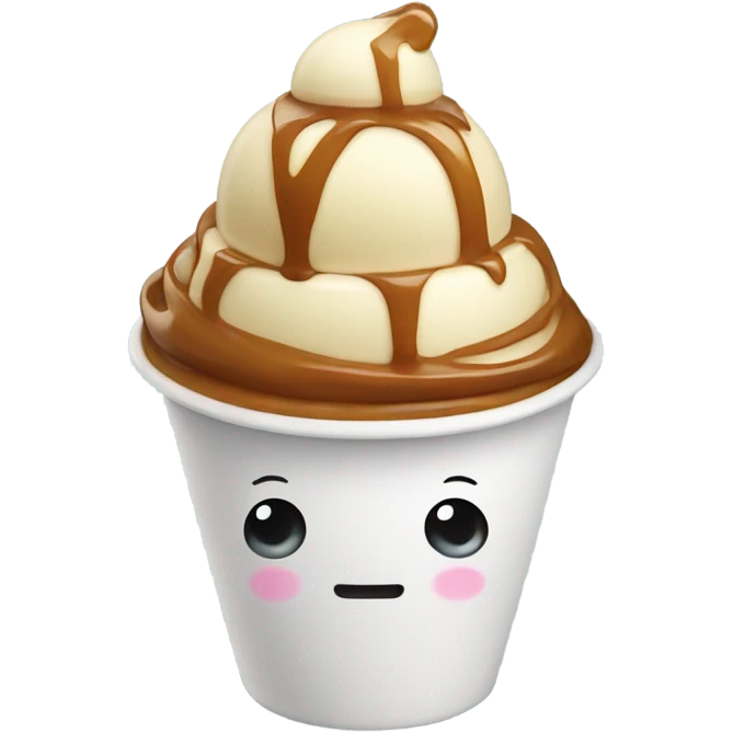 Ice cream in a cup with caramel  emoji