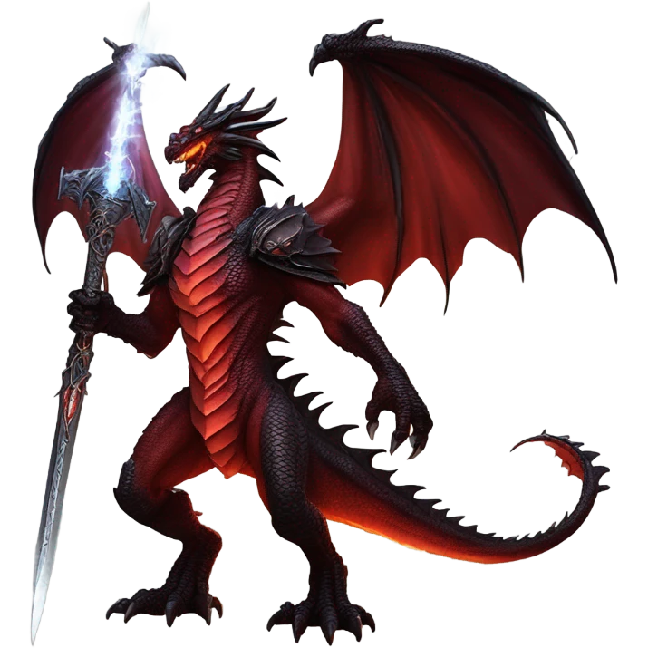 A dungeons and dragons giant red dragon fighting lord Soth the death knight emoji