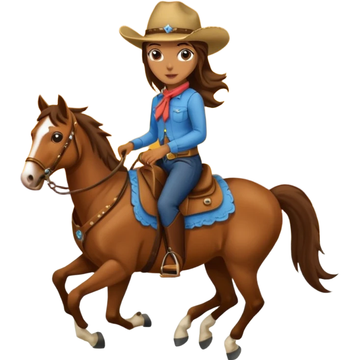 cowgirl on horse riding into sunset emoji
