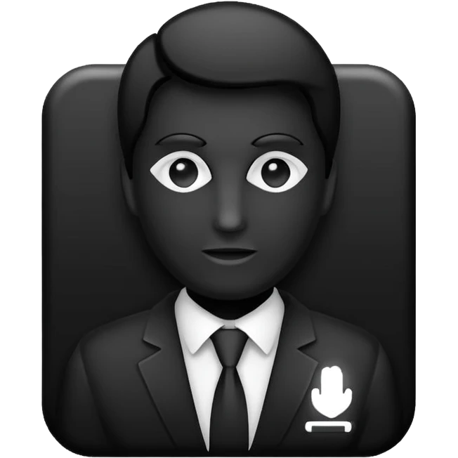Administrator black shape S white glowing logo icon transparent background emoji