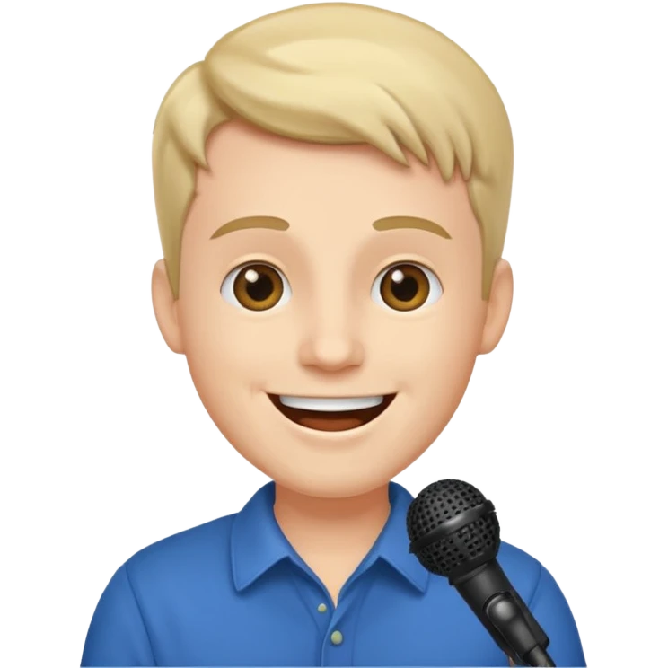 happy man speaks into the microphone emoji