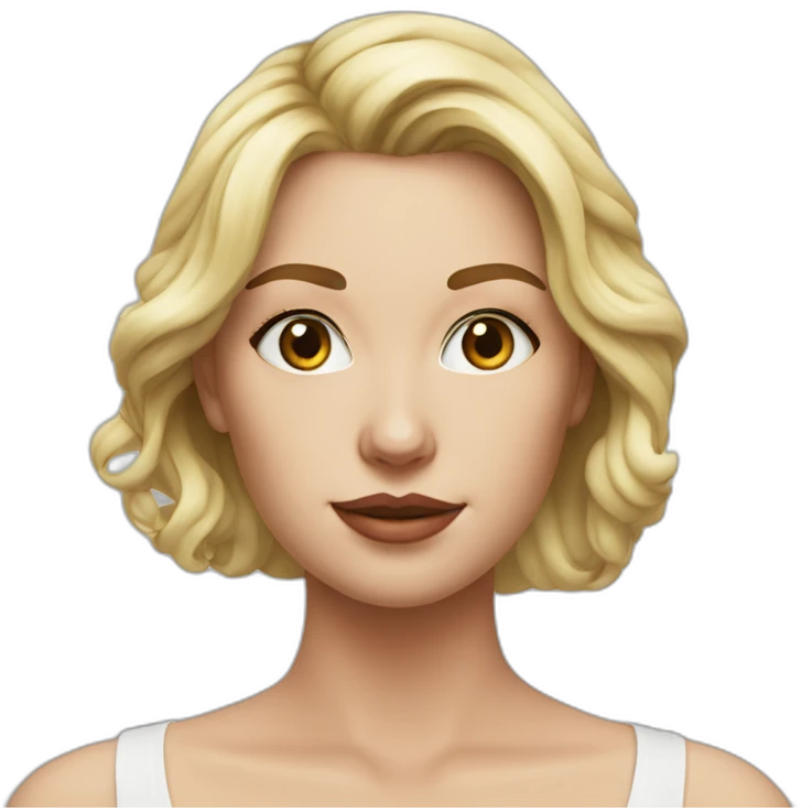 hyperrealistic caucasian woman white v-neck strapless emoji