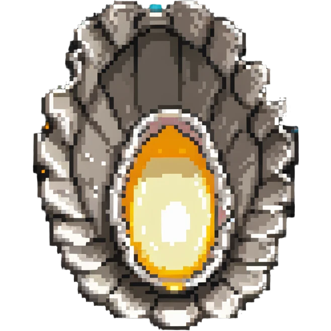 Open oyster shell with glowing pearl inside, underwater treasure emoji