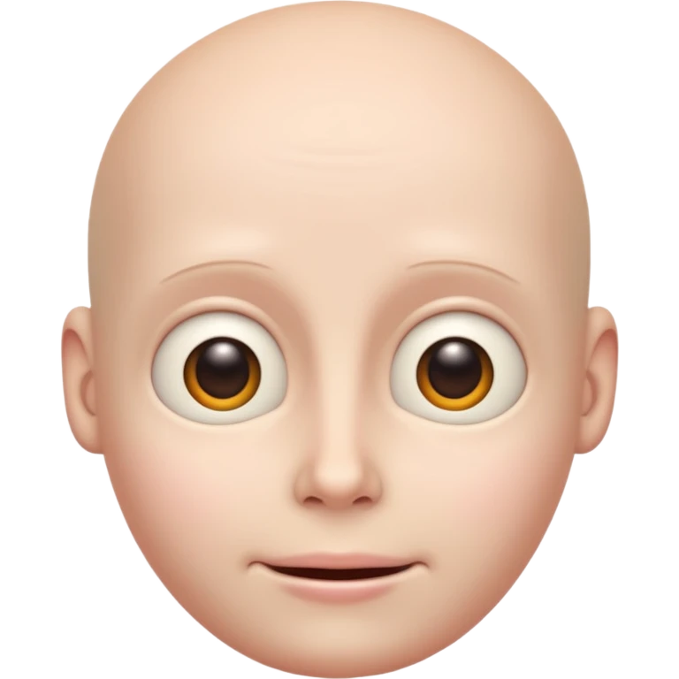 Uncanny valley emoji with *NO* eyebrows emoji