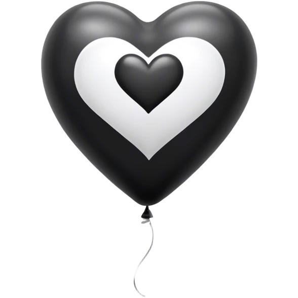 Black and white heart balloon  emoji