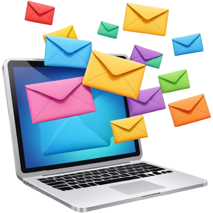 Envelopes flying out of a computer  emoji