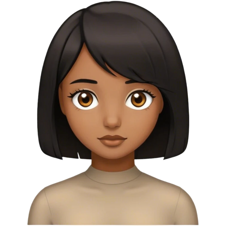 brown eyed girl with black hair and a line bob haircut emoji