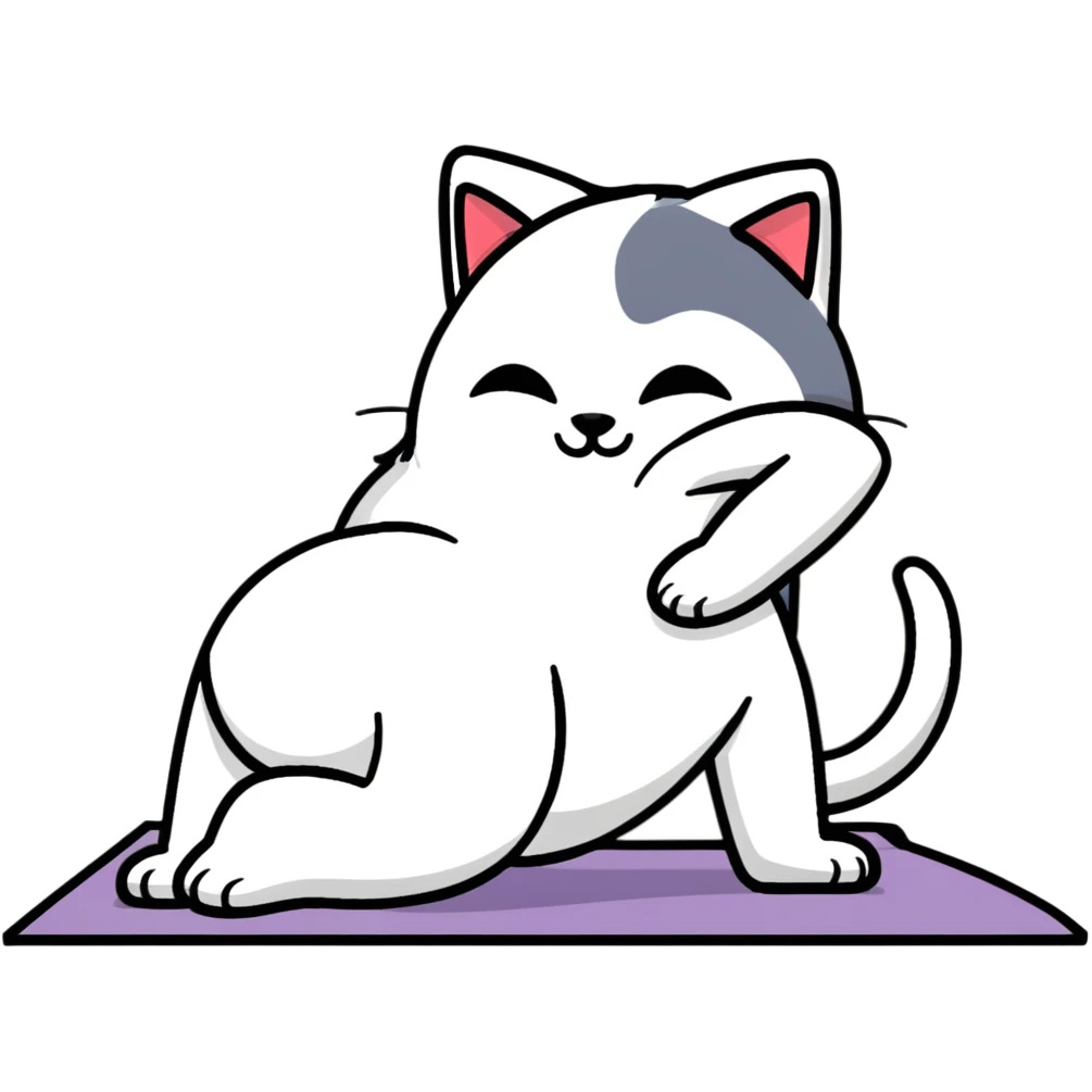 cat in downward dog yoga pose, triangle pose with raised hips emoji
