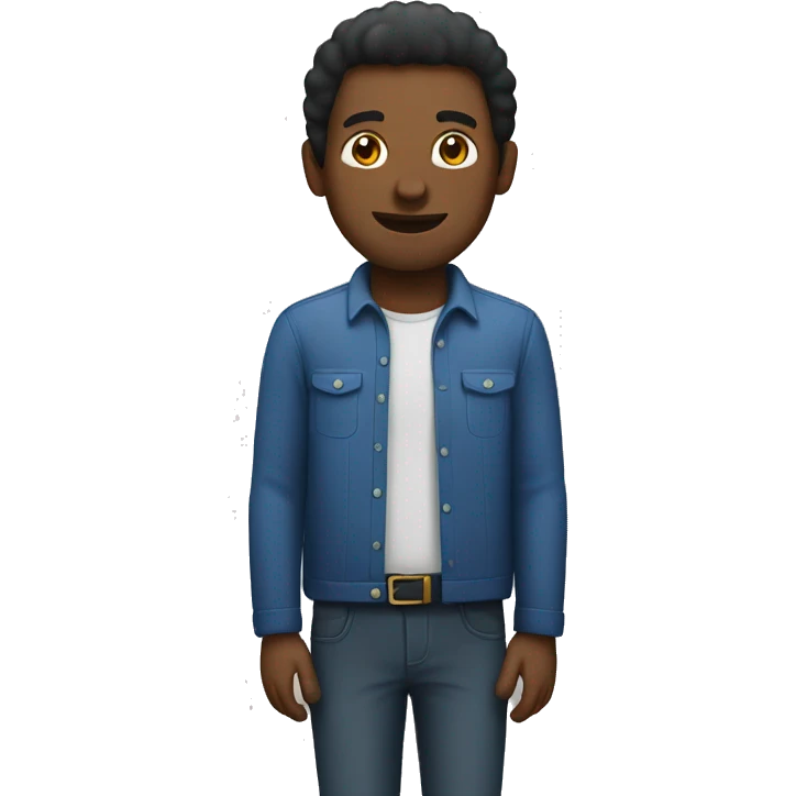 A black man with two hands in his back emoji
