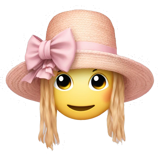 straw hat with bow pastel pink emoji