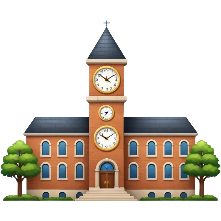 Campus building with clock tower emoji