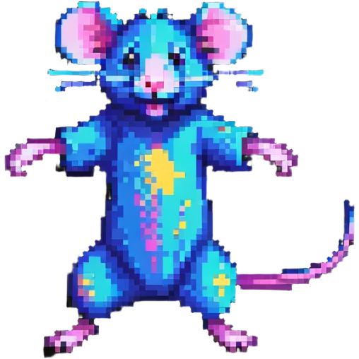 Pixel art rat doing a disco dance move emoji