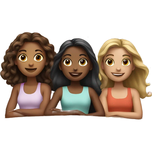 Three girls on boat emoji