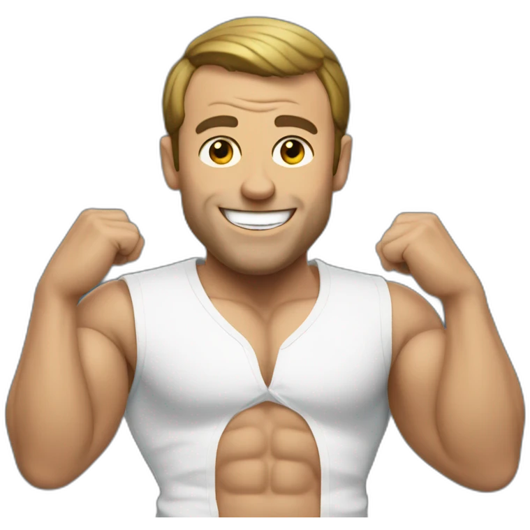 macron with muscles partying emoji