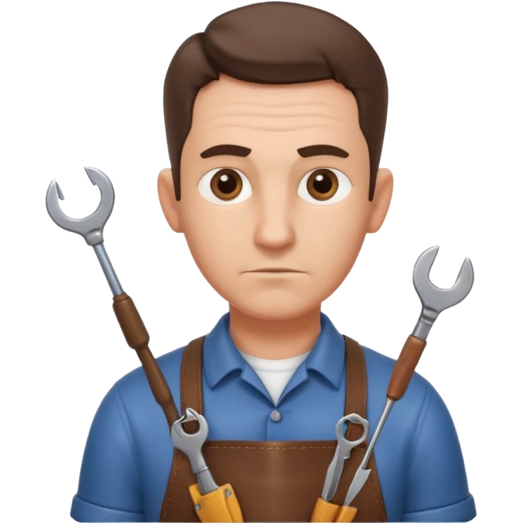 professional locksmith portrait, head and shoulders only, serious focused expression, leather apron collar, small lockpick tools visible, 3D cartoon, mobile game icon style, clean background, no text, no watermark
 emoji