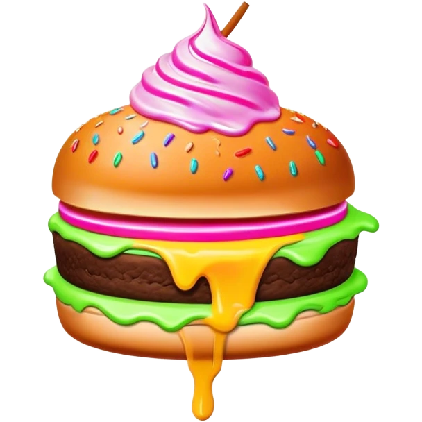 Melted neon  ice cream burger slice emoji