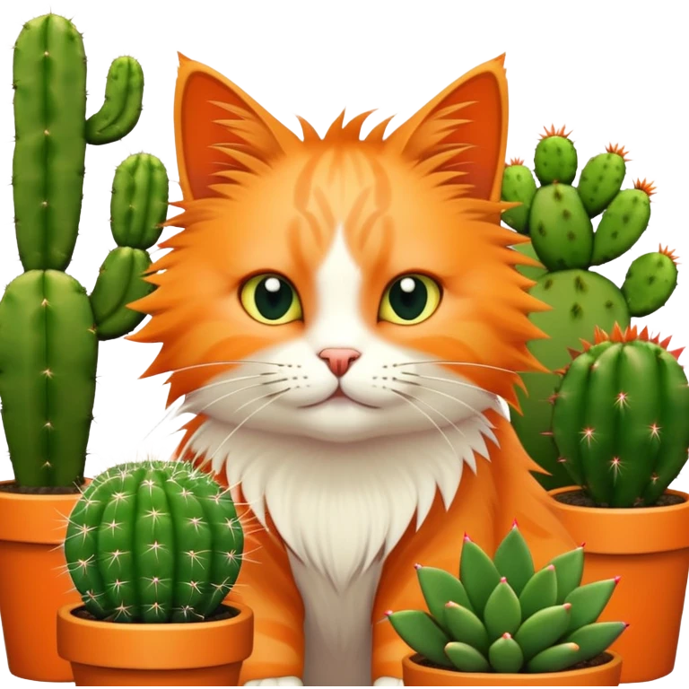 A cat orchestrates with two cactae emoji