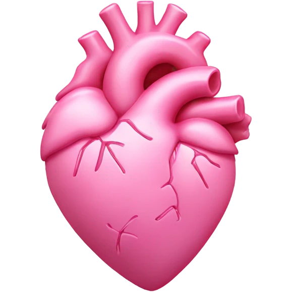 Pink anatomical heart pastel pink with pink bow on top of heart  emoji