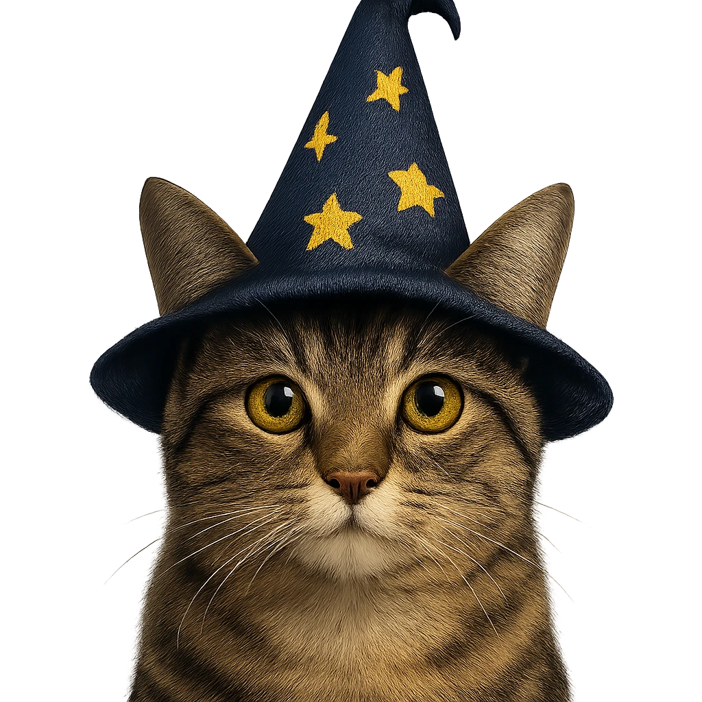 A cat wearing a wizard's hat emoji