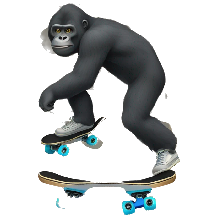 un gorille avec des dents en or sur un skate emoji