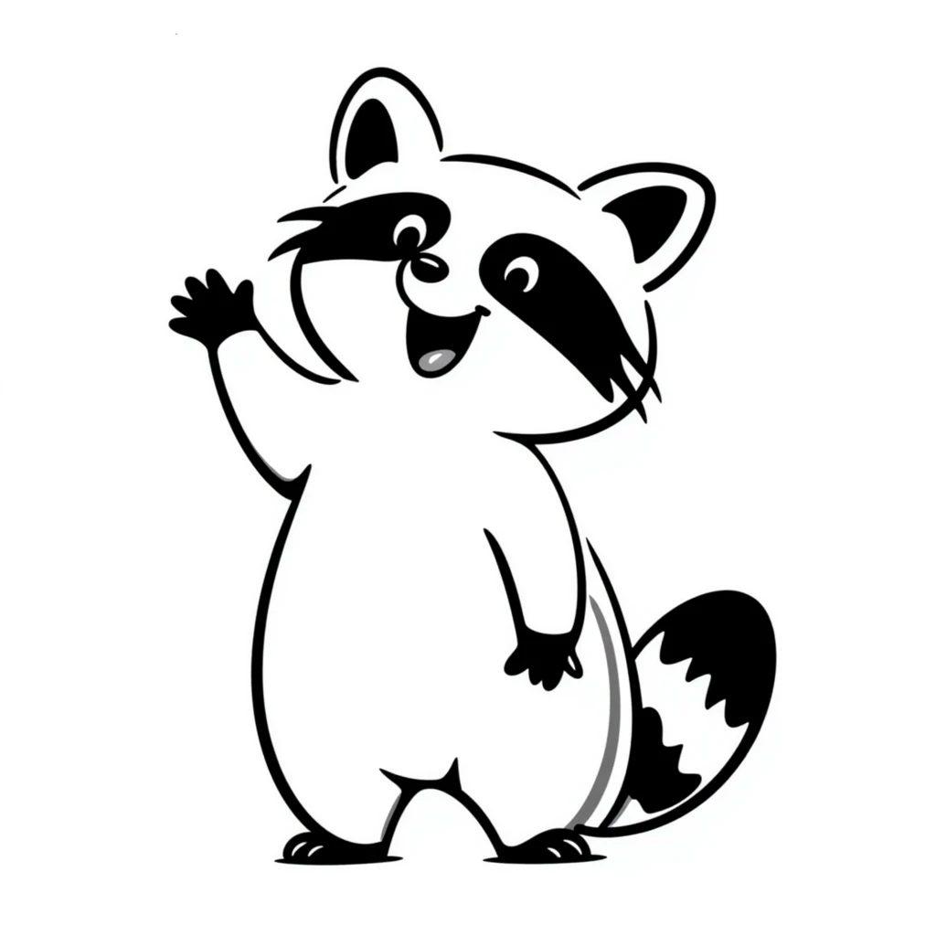raccoon laughing hard and waving emoji