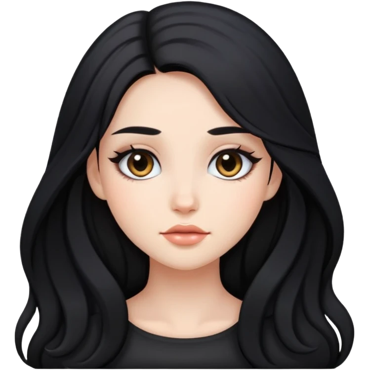 black long hair girl with soft makeup emoji