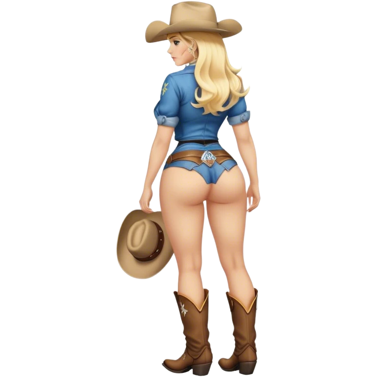fullbody busty blonde pawg buxom cowgirl pose backview sfw emoji