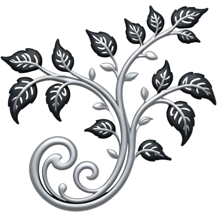 Black and silver filigree vine design, 3D, extremely detailed design emoji