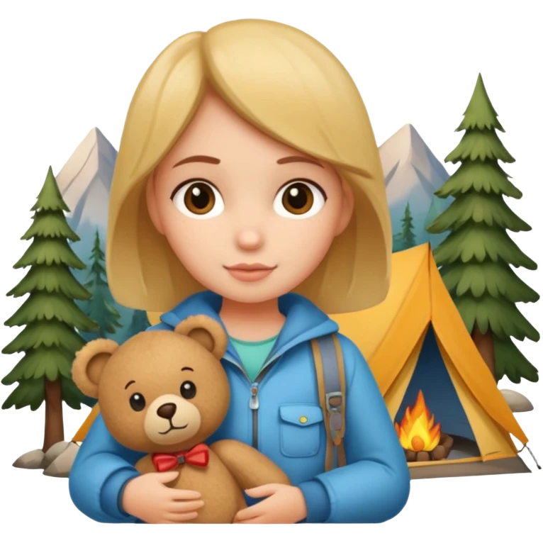 A girly Teddy bear camping emoji
