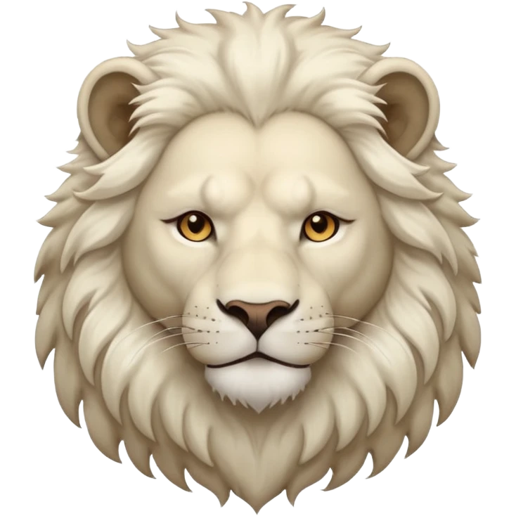 clear white lion with light brown eyes emoji