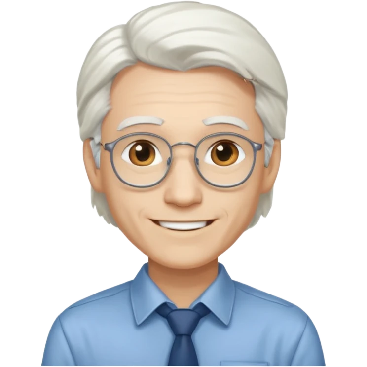 Profesora joven, sonrriente cabello blanco y de pelo largo sin letes con camisa emoji