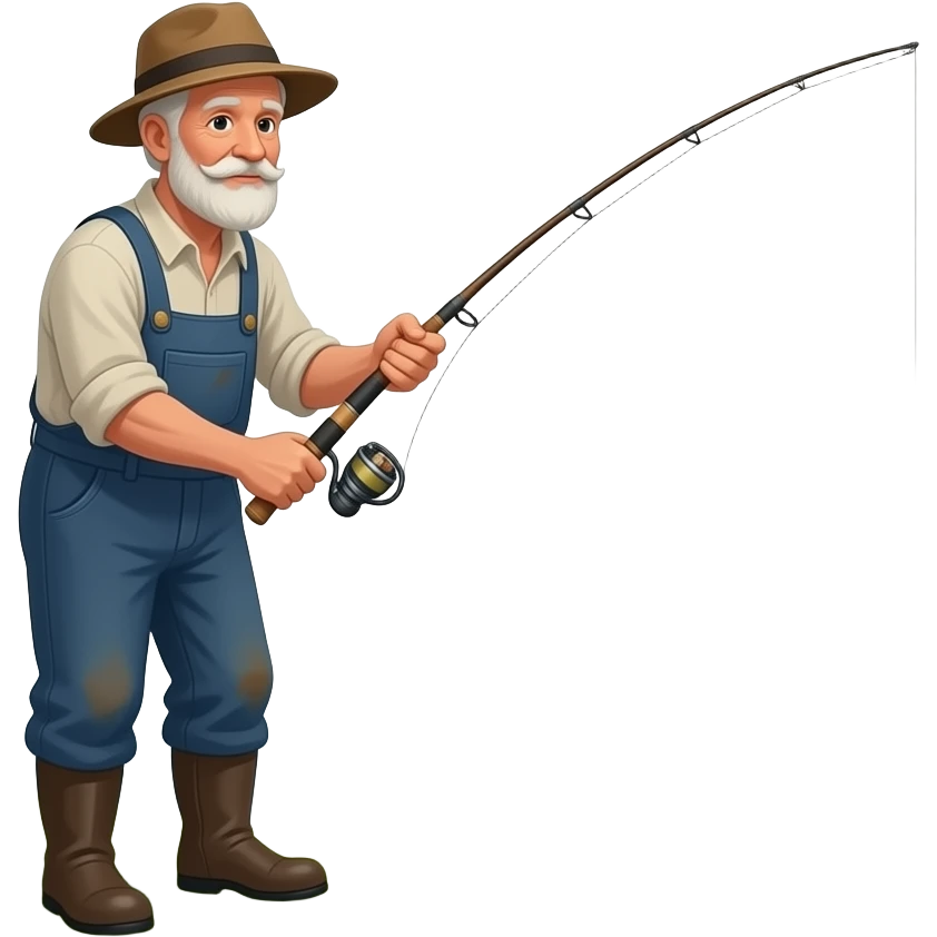 a fisherman using a crutch as a fishing pole emoji