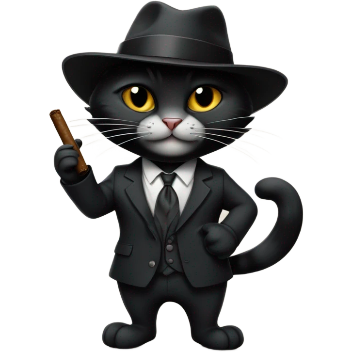 Black cat gangster emoji
