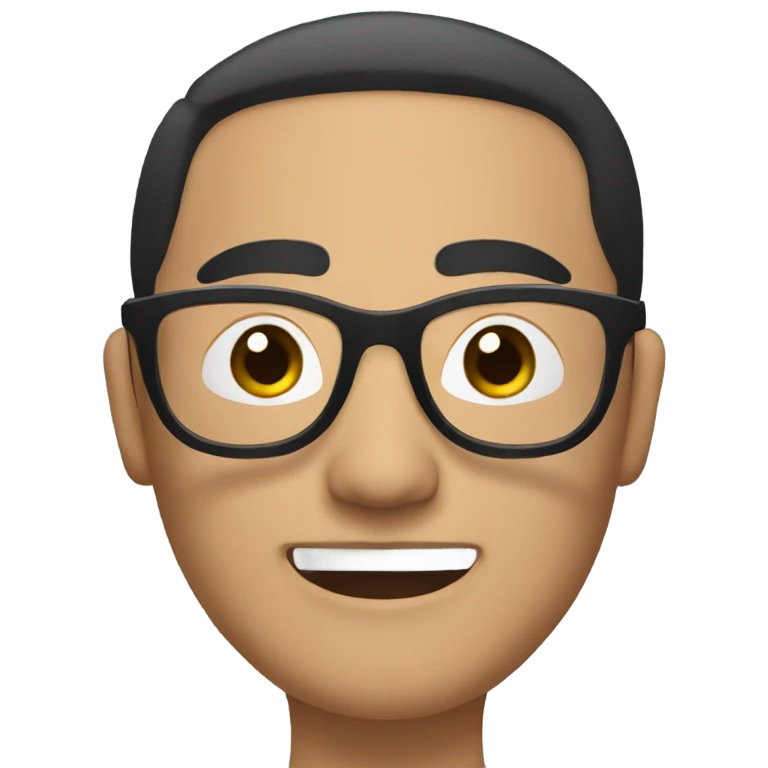 Round face Asian man with glasses and a mask and has black short hair emoji