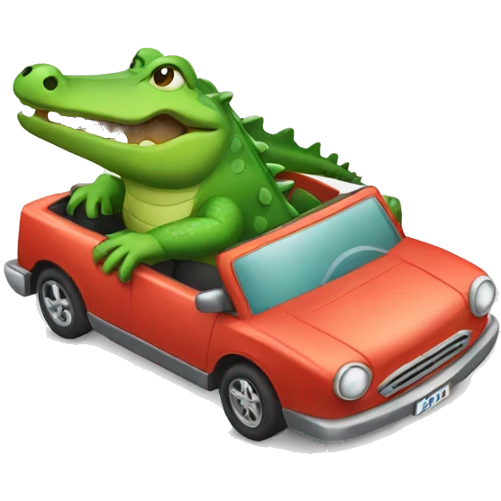Alligator driving a car emoji