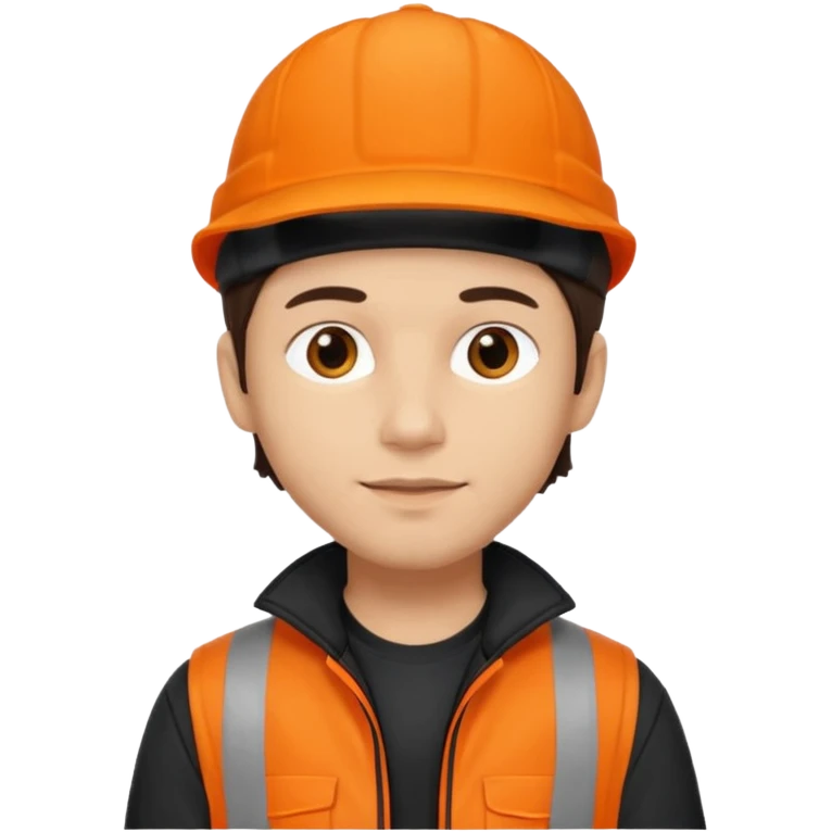 Kindly Keyin (male) with light skin, dark brown hair, orange cap and shirt, black jacket emoji