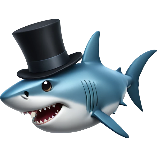 Shark with a top hat emoji