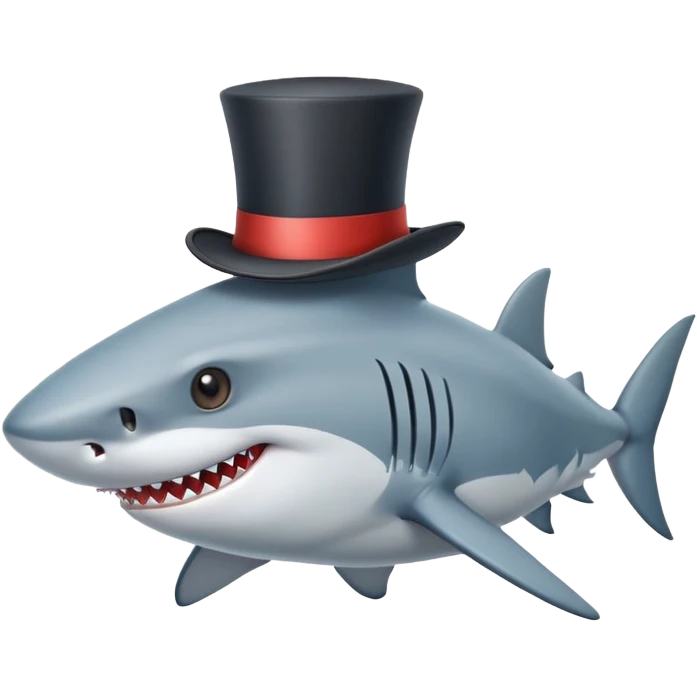 Shark with a top hat emoji