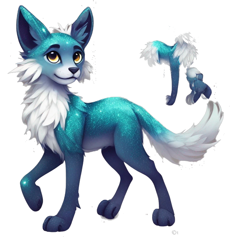 Cool cute Kawaii edgy fantasy animal sparkle fursona Fionbri by griffsnuff & LiLaiRa & Falvie full body emoji